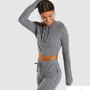 Women’s gym shark sweater hoodie crop top